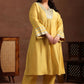 Plus Size Floral Yoke Designed Sequined Kurta with Trousers