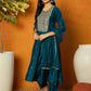 Floral Embroidered Empire Sequinned Kurta with Palazzos & Dupatta