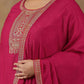 Plus Size Ethnic Motifs Embroidered Thread Work Kurta Trousers & With Dupatta