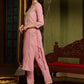 Mauve Ethnic Motifs Embroidered Sequinned Straight Kurta With Trouser & Dupatta