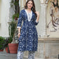 Women Blue Pure Cotton Kurta Pant Set