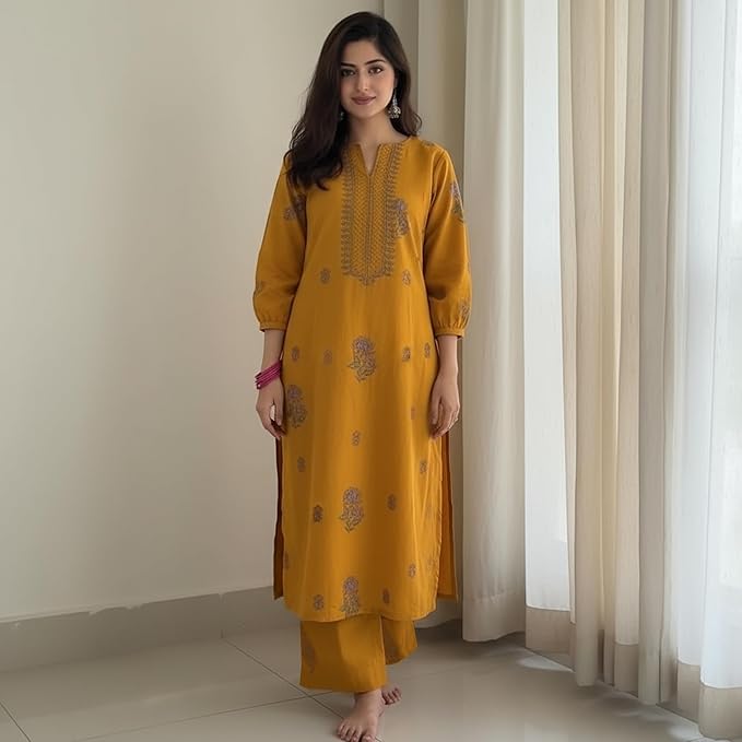 Comfy Kurta with Palazzo - Mustard
