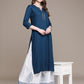 Women Blue Striped Regular Kurta with Palazzos