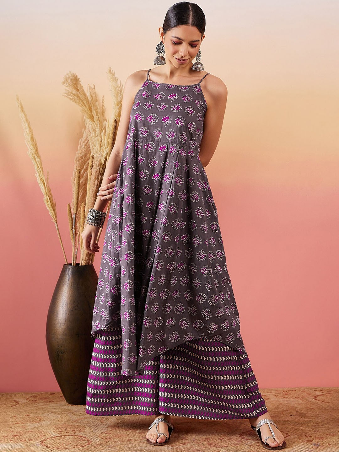 Floral Printed Regular Pure Cotton Kurta With Palazzos