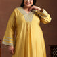 Plus Size Floral Yoke Designed Sequined Kurta with Trousers