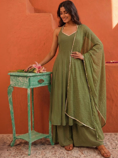 Women Ethnic Motifs Embroidered Regular Kurta with Palazzos & With Dupatta