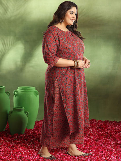 Women Plus Size Floral Printed Kurta with Palazzos & Dupatta