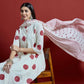 Maroon & Off White Geometric Printed Pure Cotton Kurta with Palazzos & With Dupatta