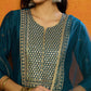 Floral Embroidered Empire Sequinned Kurta with Palazzos & Dupatta