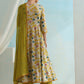 Round Neck Floral Printed Anarkali Kurta with Palazzo & Dupatta