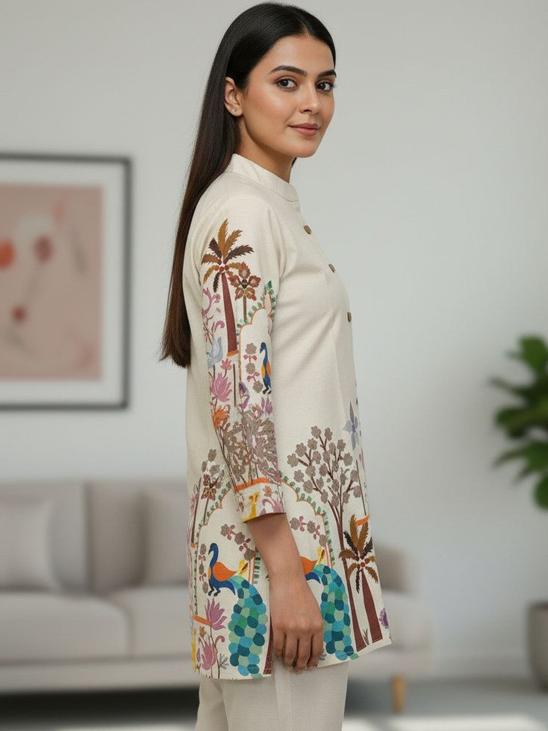 Women Ethnic Motifs Printed Regular Pure Cotton Kurta with Trousers - Amy's Cart