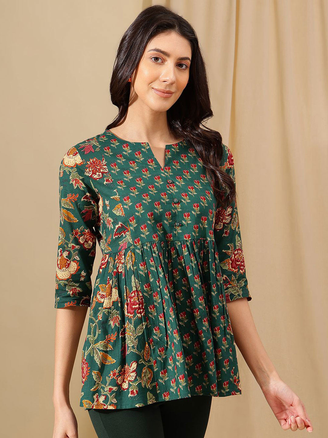 Women Floral Print Cotton Top