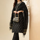 Black Ethnic Motifs Embroidered Thread Work Straight Kurta & Trouser With Dupatta