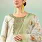 Green Striped Beads & Stones Organza Straight Kurta & Palazzos With Dupatta