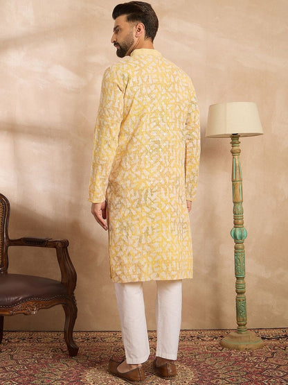 Printed Mandarin Collar Kurta & Trousers Kurta Sets