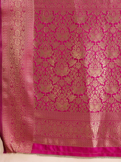 House Of Pataudi Woven Embellished Art Silk Kanjivaram Pink Saree