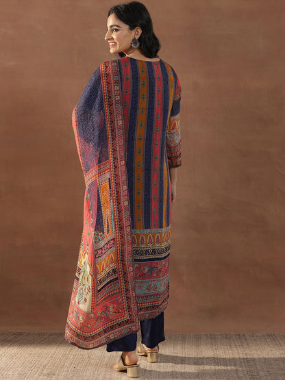 Women Ethnic Motifs Printed Regular Mirror Work Kurta with Trousers & With Dupatta