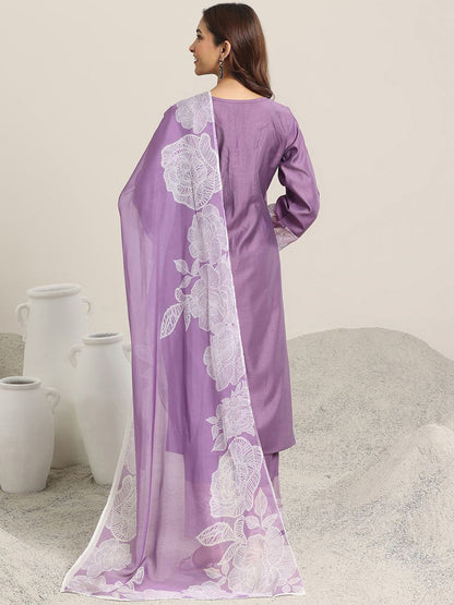 Women Ethnic Motifs Yoke Design Regular Beads and Stones Kurta with Trousers & With Dupatta