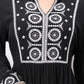 Women Embroidered Tie Midi Dress