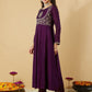 Women Woven Design Embroidered Anarkali Kurta with Trousers & Dupatta