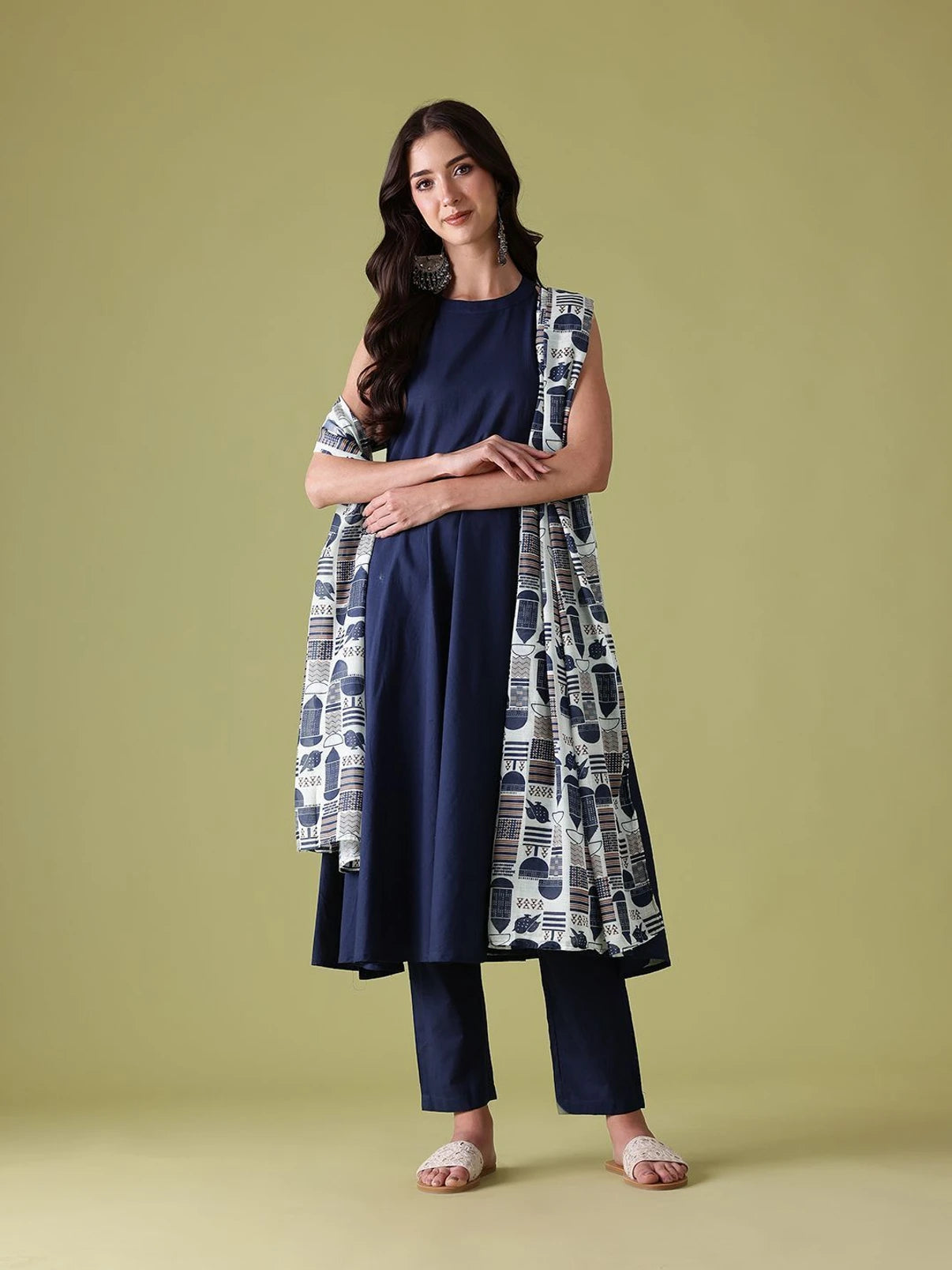 Women Pure Cotton Kurta Pant Dupatta Set