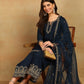 Blue Yoke Design Straight Kurta with Trousers & Dupatta