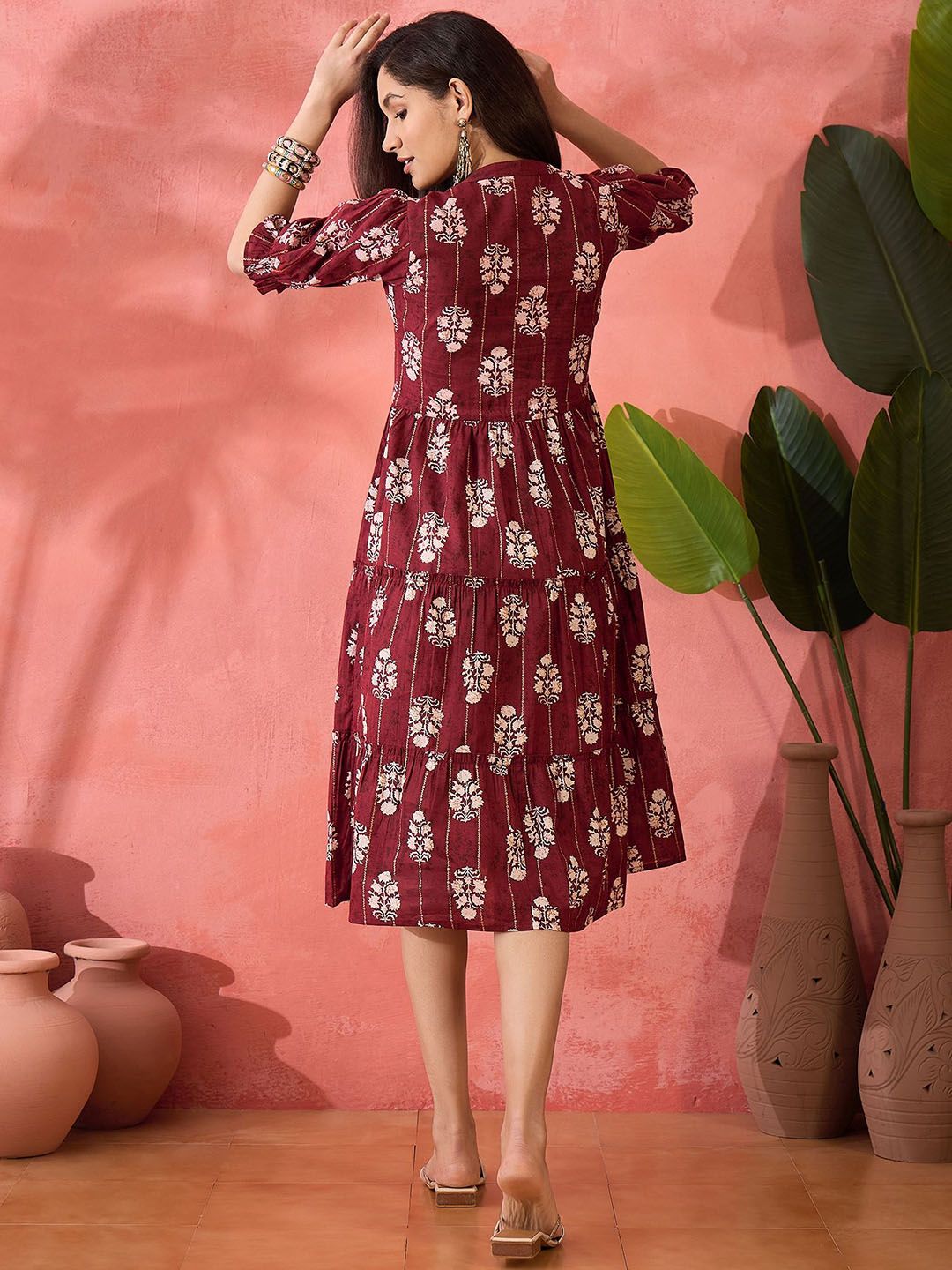 Women Printed Pure Cotton A-Line Ethnic Dress
