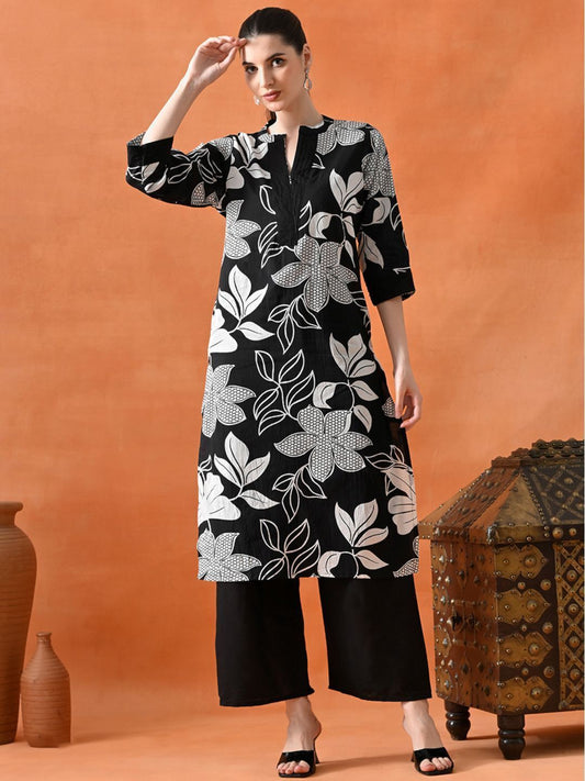 Women Floral Printed Cotton Kurta with Trousers