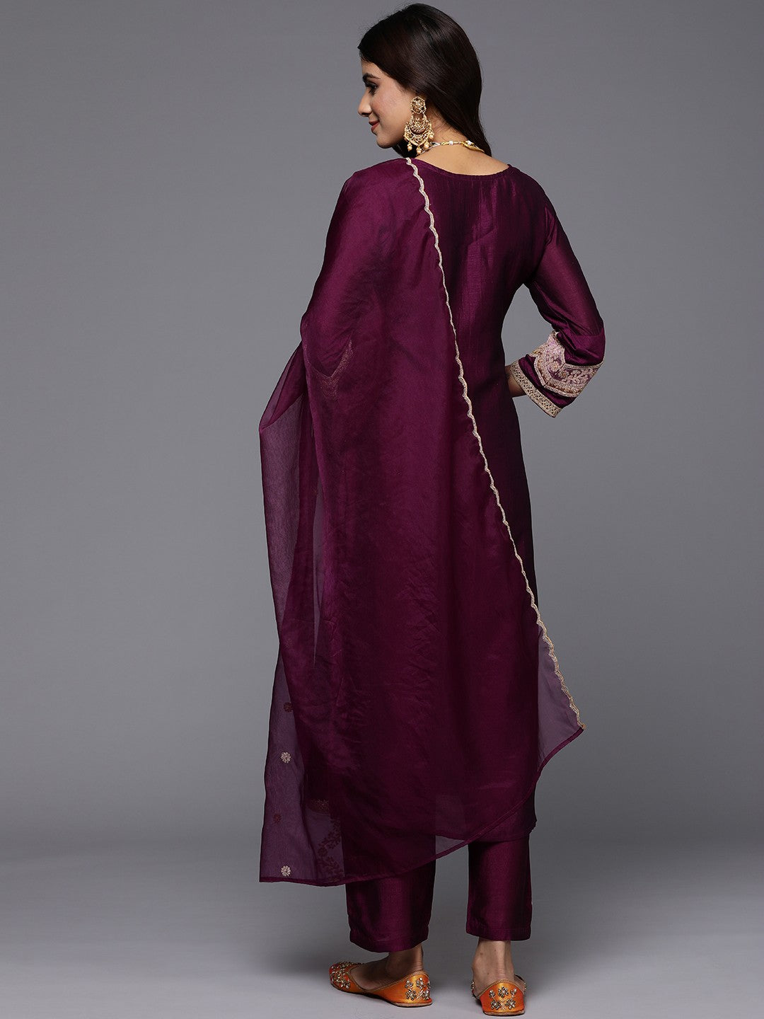 Women Embroidered Regular Kurta with Trousers & Dupatta