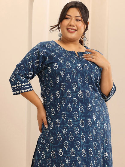 Plus Size Women Ethnic Motifs Printed Kurta with Trousers & Dupatta
