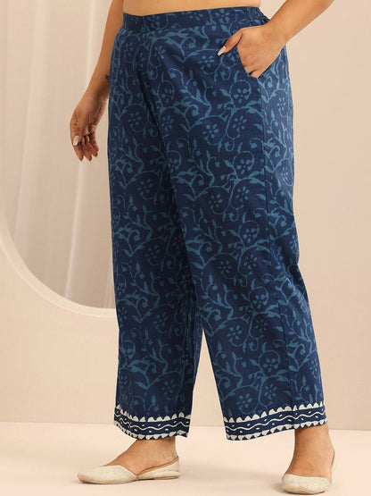 Plus Size Women Ethnic Motifs Printed Kurta with Trousers & Dupatta