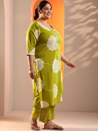 Women Ethnic Motifs Printed Plus Size Kurta with Trousers & Dupatta