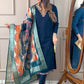 Ethnic Motifs Embroidered Thread Work Kurta With Trousers & Dupatta