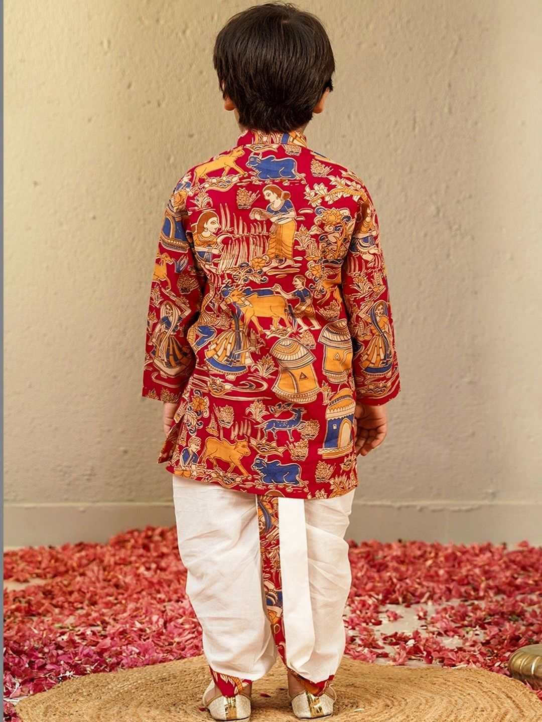 Boys Ethnic Motifs Printed Regular Pure Cotton Kurta with Dhoti Pants