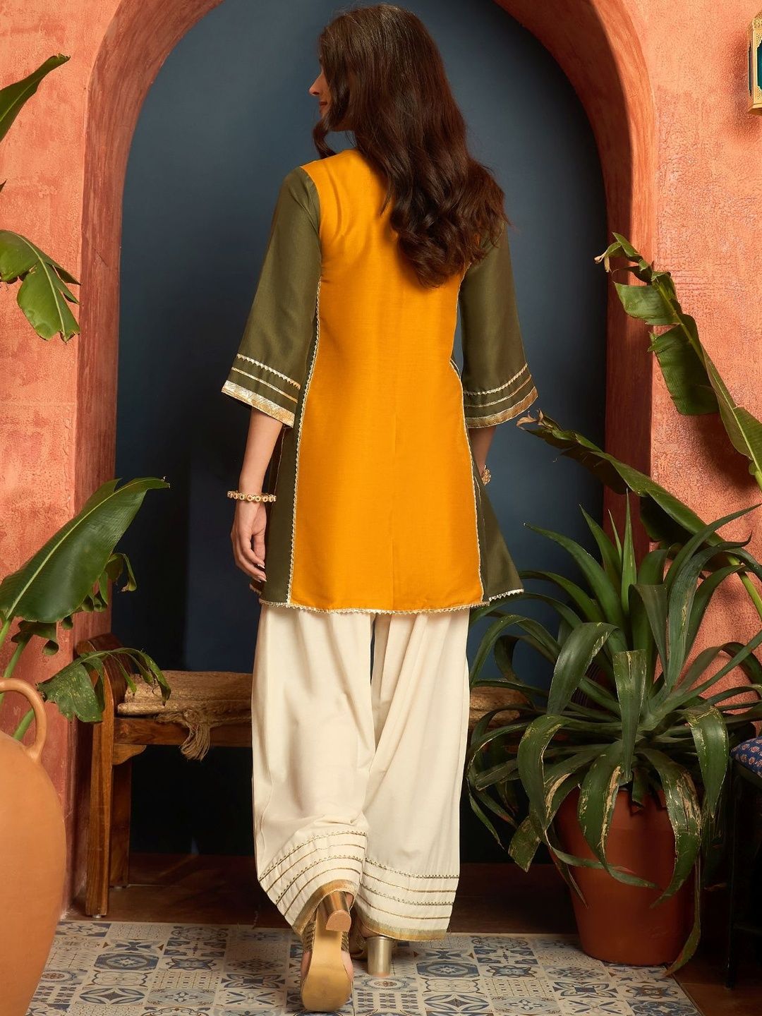 Women Ethnic Motifs Embroidered Regular Gotta Patti Kurta with Salwar