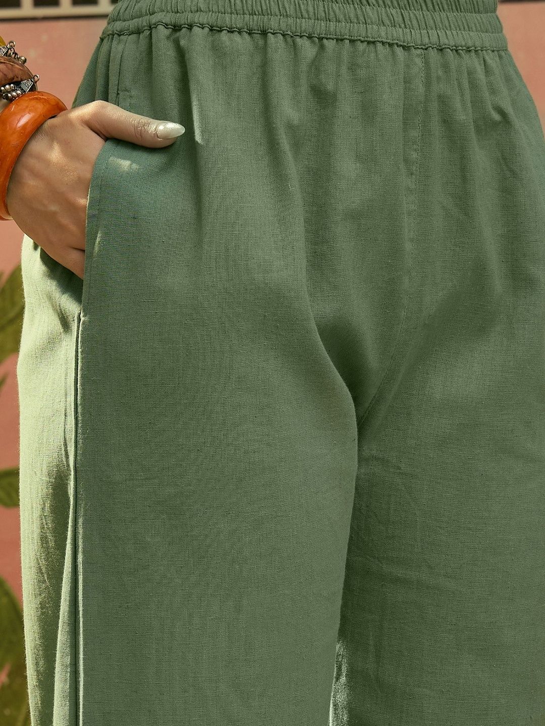 Embroidered Mandarin Collar Kurta & Trousers