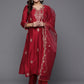 Women Floral Embroidered Regular Kurta with Trousers & With Dupatta