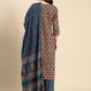 Women Blue Ethnic Motifs Printed Regular Pure Cotton Kurta With Palazzos & Dupatta