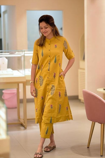 Women's Rayon Viscose A-Line Printed Kurta with Pant - Amy's Cart