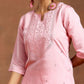 Ethnic Motifs Embroidered Regular Sequinned Straight Kurta with Salwar
