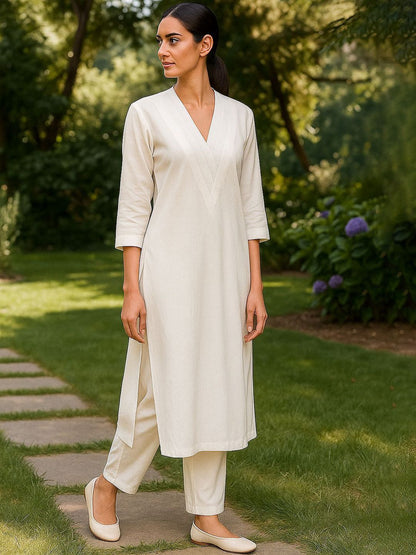 Women Regular Pure Cotton Kurta with Trousers - Amy's Cart