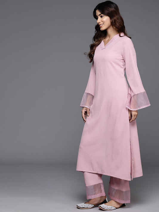 Women Regular Silk Crepe Kurta with Palazzos