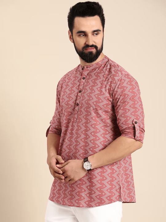 Men Geometric Printed Cotton Kurta