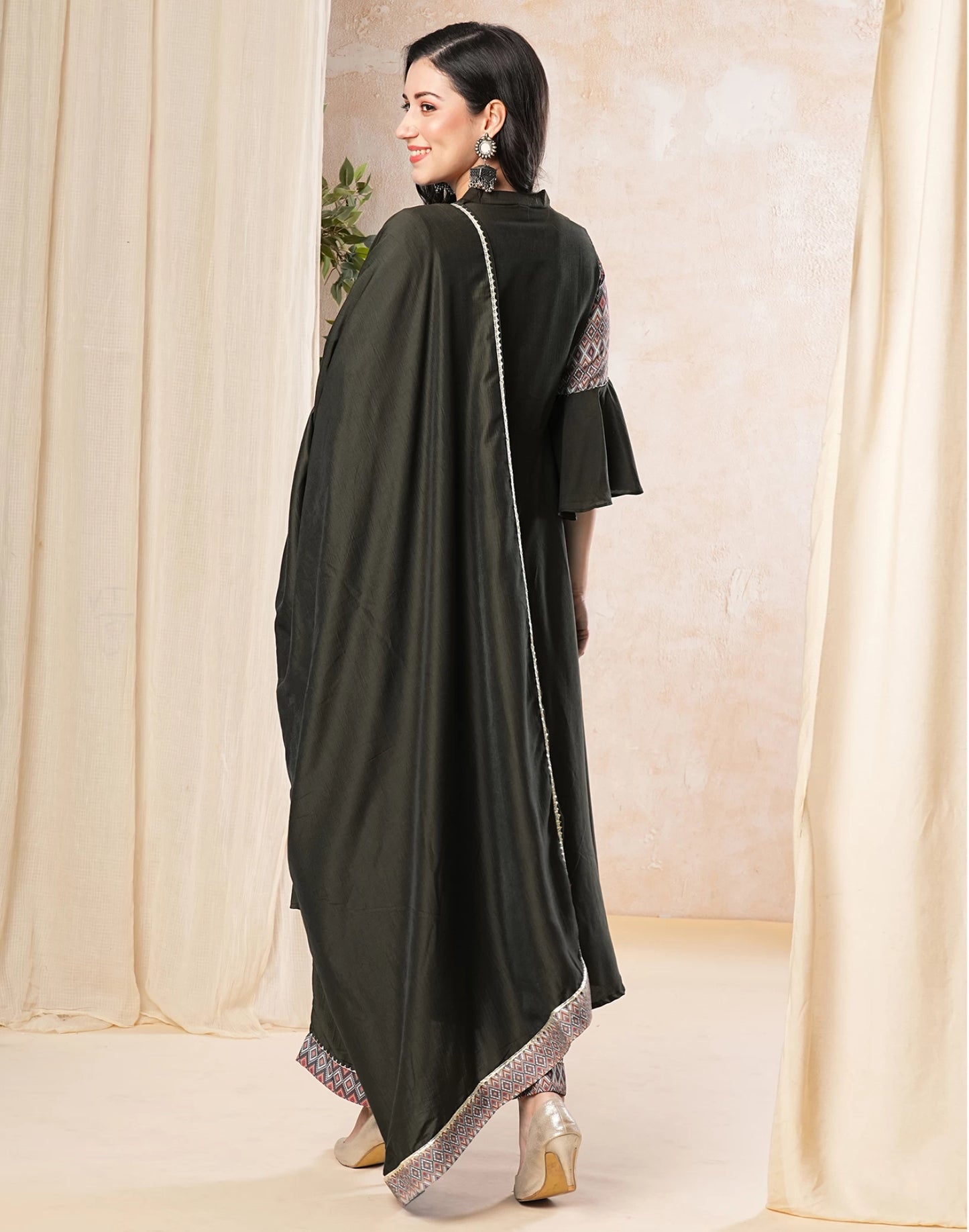 Women Cotton Silk Kurta Palazzo Dupatta Set