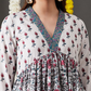 Floral Printed V-Neck Empire Anarkali Kurta & Trouser With Dupatta