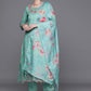 Floral Embroidered Panelled Thread Work Pure Cotton Kurta With Trousers & Dupatta