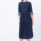 Women Navy Blue Printed Fit and Flare Dress