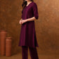 V-Neck Three-Quarter Sleeves Panelled Kurta with Palazzos