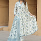 Floral Printed V-Neck Thread Work Pure Cotton Empire Kurta with Trousers & Dupatta