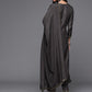 Women Charcoal Grey & Mustard Yellow Ethnic Zari Straight Kurta Trousers Dupatta